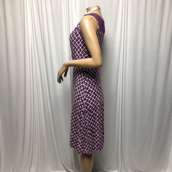 Merona Dress Womens Size Small Purple White V-Neck Back Lace Stretchy Sleeveless - Picture 3 of 9